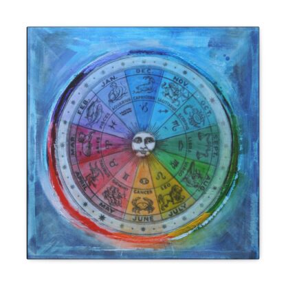 Spirit Wheel - Astrological Zodiac Wheel, Horoscope Wall Decor, Colorful Astrology Painting, Celestial Gifts, Astrology Birthday Decoration - Image 13
