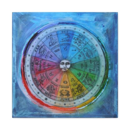 Spirit Wheel - Astrological Zodiac Wheel, Horoscope Wall Decor, Colorful Astrology Painting, Celestial Gifts, Astrology Birthday Decoration - Image 16