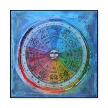 Spirit Wheel - Astrological Zodiac Wheel, Horoscope Wall Decor, Colorful Astrology Painting, Celestial Gifts, Astrology Birthday Decoration - Image 7